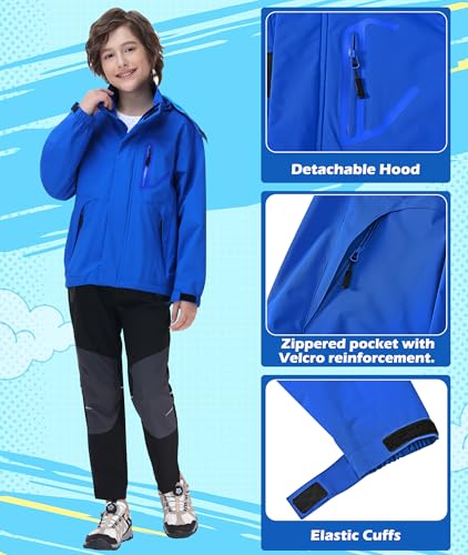 Image of Boys Rain Jacket Kids Lightweight Rain Jackets Waterproof Hooded Windbreaker Outdoor Coats for Boys Girls