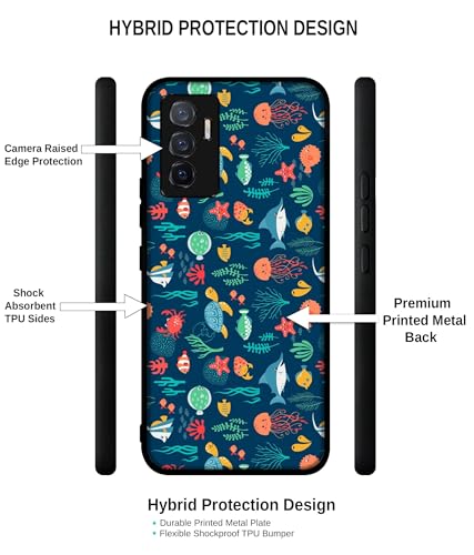 Image of Aquarium Texture Design Premium 2D Printed Metal Back Case Cover for Vivo V23E 5G / Y75 4G