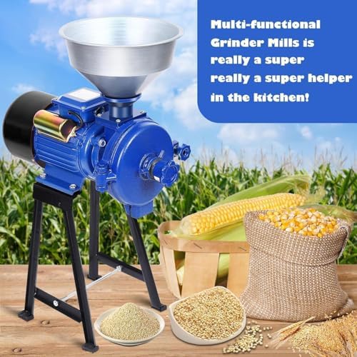 3800W Electric Grain Grinder, Adjustable Thickness Corn Milling Machine, High-Speed 1400RPM Spice Mill with Funnel & Stainless Grinding Disc for Commercial Use