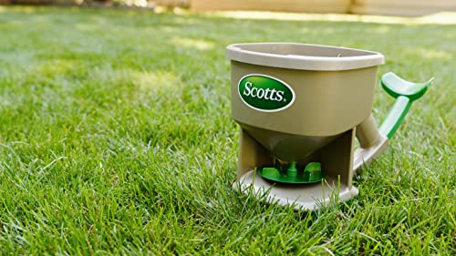 Scotts Whirl Hand Held Spreader - Great for Small Areas - Spreads Grass Seed, Fertilizer, Ice melt - Portable & Easy to Use