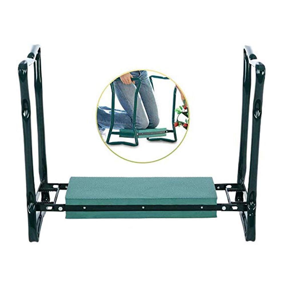 Folding Sturdy Garden Seat with Bonus Tool Pouch and Widen Soft EVA Foam Pad, Outdoor Lawn Bench Chair /Stool for Protects Knees or Rest