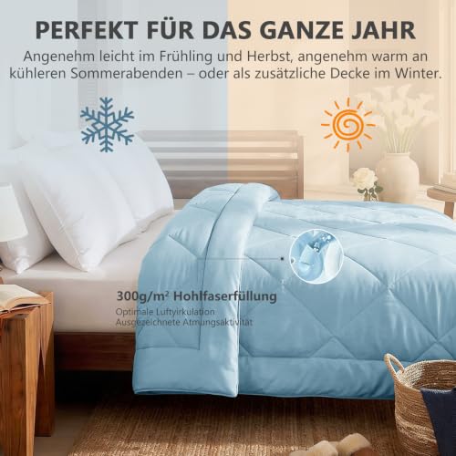 CozyLux Bettdecke 240x260 cm Hellblau für 4 Jahreszeiten – Ansicht 3