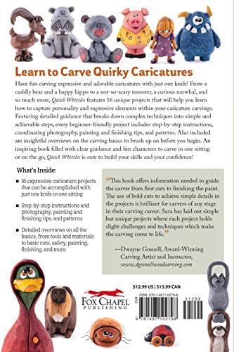 Quick Whittles: 16 Caricature Projects to Carve in a Sitting (Fox Chapel Publishing) Full-Size Patterns and Beginner-Friendly Instructions for Woodcarving a Santa, Bear, Narwhal, Monster, and More - Image 2