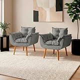 Kit 2 Poltronas Alice Para Sala Decorativas Cadeiras Confortáveis Para Sala De Espera Recepção Consultório Escritório Manicure Pé Castanho - Clique & Decore (Cinza)