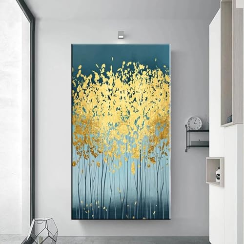 Toile abstraite arbre doré nordique pour illuminer votre décoration d'intérieur