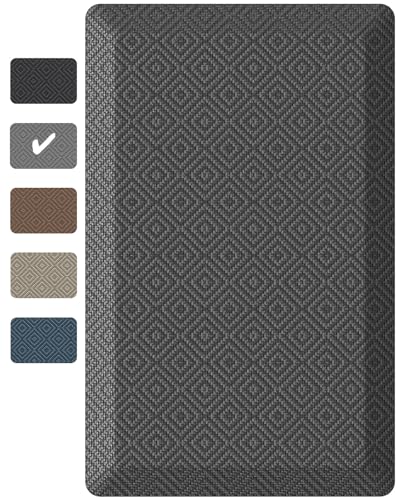Ophanie Kitchen mats for Floor, Kitchen Rugs, Anti Fatigue Standing Cushioned Mat, Waterproof, Comfort Ergonomic mat for Office, Home, Sink, 9/10 inch Thick Memory Foam 20x32 Grey Non-Slip Bottom