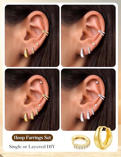 Turandoss 7 Pairs Gold Earrings for Women Hypoallergenic - image 5