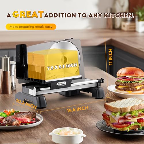 CGOLDENWALL-Meat-Slicer-Electric-Food-Slicer-with-2-Stainless-Steel-Blades-0-18mm-Adjustable-Thickness-Frozen-MeatCheese-Slicer-for-BBQ-Hot-Pot-Shabu-Child-Lock-Protection-200W-110V