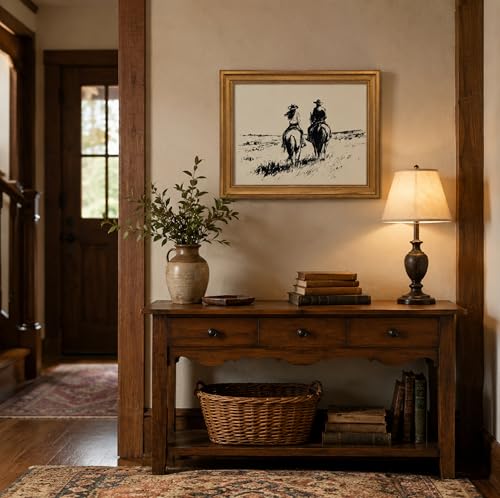 Image of NALEPS Vintage Western Cowboy Framed Wall Art, Cowgirl Wall Decor, 9x11 In
