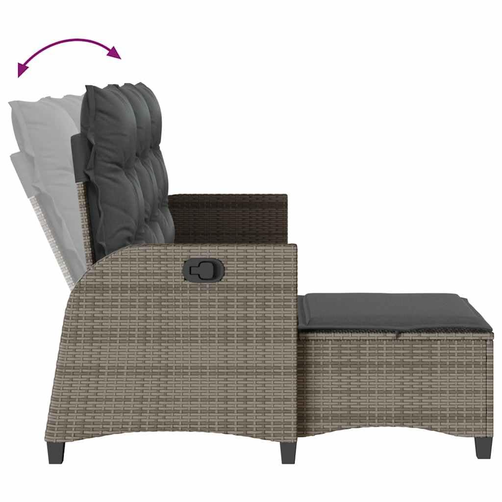 vidaXL Gartensofa mit Liegefunktion Kissen L-Form Grau Poly Rattan, Gartensofa, Sofa mit Liegefunktion, Außensofa, Outdoor Sofa, Terrassensofa