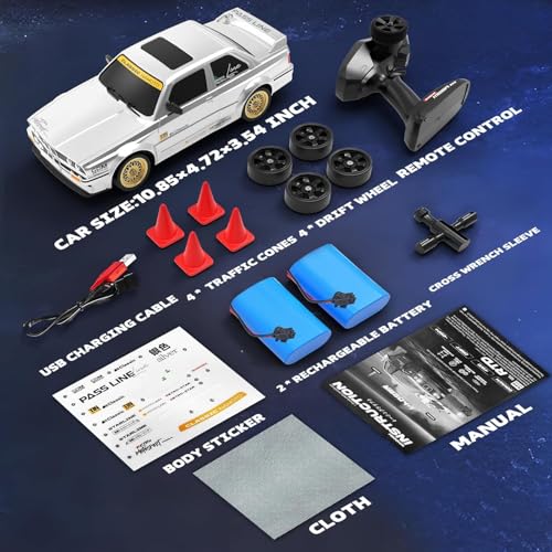 Image of Ascetic RC Drift Car for Kids Adults 1:16 Scale 2.4Ghz 4WD High Speed RTR Racing Car 30KM /H with Led Lights Remote Control Vehicle Sport Toy Gifts,Two Batteries & Drift Tire Included,Black