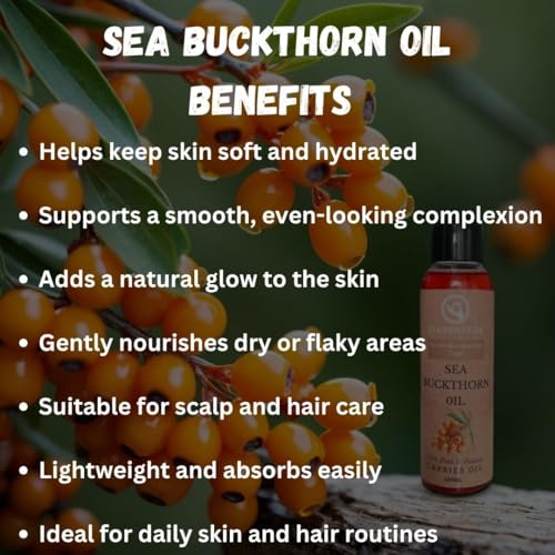 Image of Sea Buckthorn Oil | 100% Pure & Unrefined Facial Oil for Glowing, Youthful Skin | Rich in Natural Vitamin C & Antioxidants | Helps Brighten, Nourish & Repair Skin Barrier | For All Skin