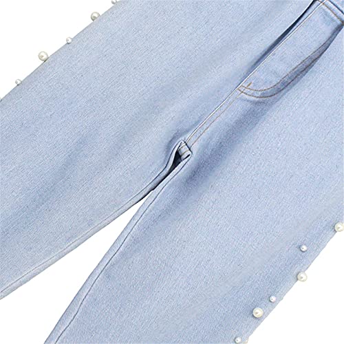 Yiqinyuan Girls Jeans Solid Color Girl Child Jeans Pearl Decoration Children's Jeans for Girls Teenage Children's Clothing4