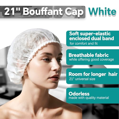 image for Smilco Disposable Bouffant Caps, 21inches Hair Net, Elastic Dust Cap f