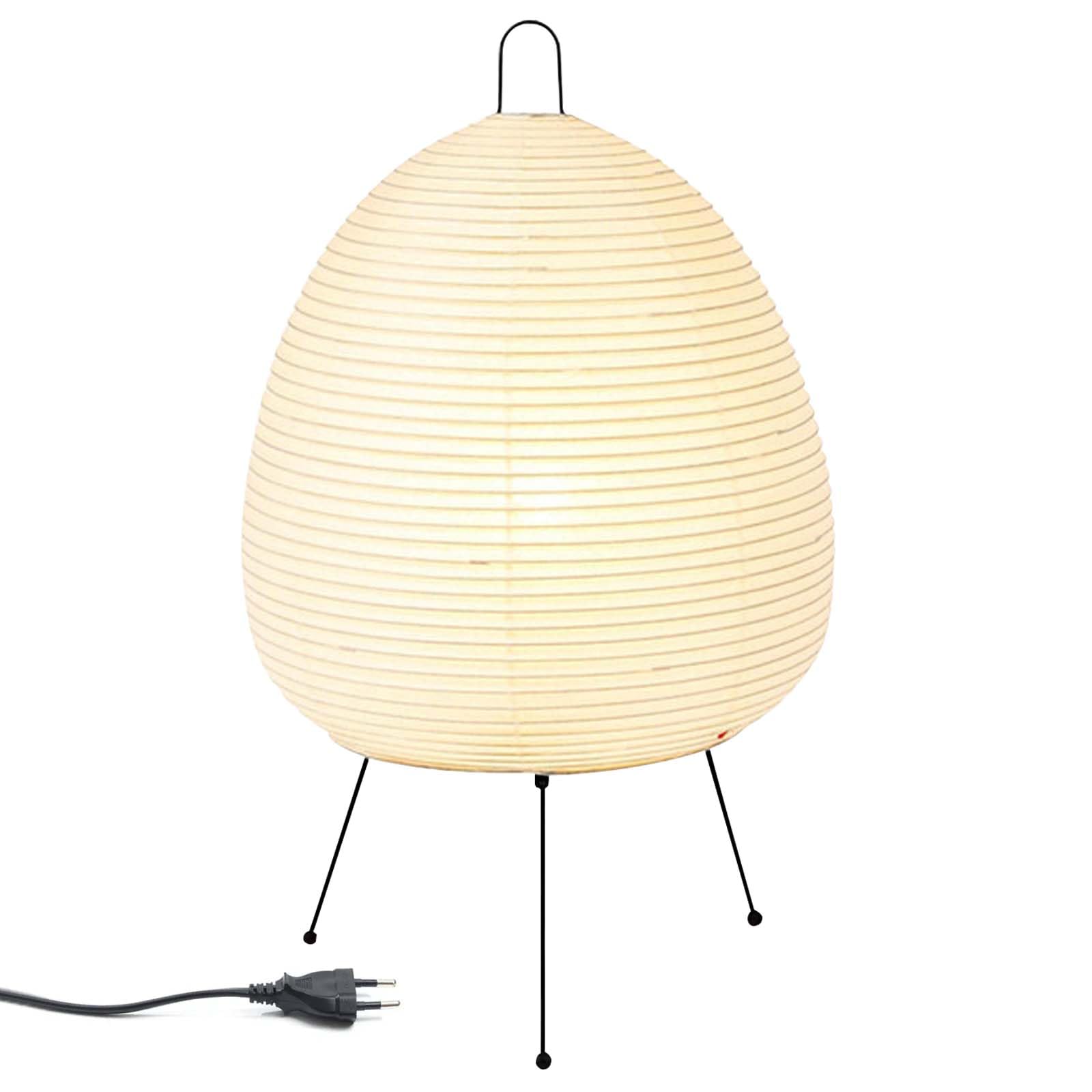 Leikurvo Pantalla de papel de arroz, lámpara de mesa de papel blanco, lámpara de noche, lámpara de pie, lámpara de mesa con casquillo E27, interruptor y bombilla, lámpara de repuesto