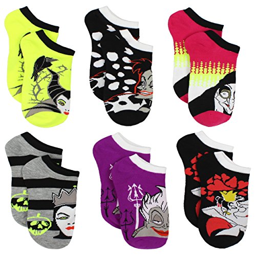 Disney Villains Teen Womens 6 Pack Socks (Shoe: 4-10 (Sock: 9-11), Villains Black/Multi) #TOP6