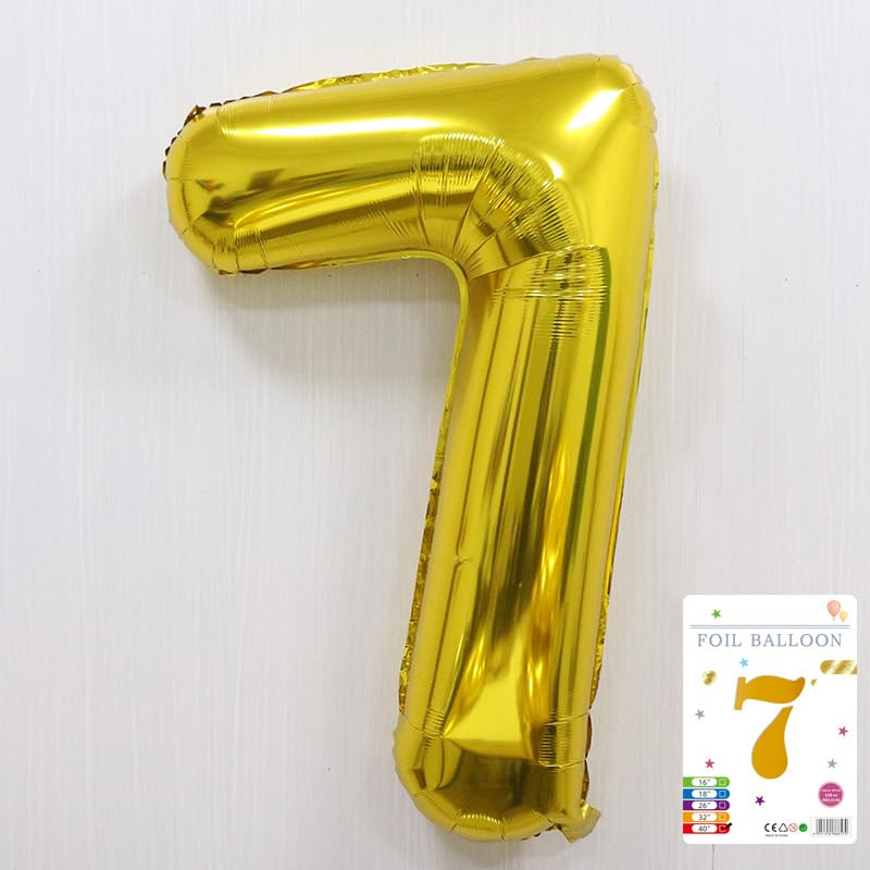 Image of Atpata Funky 7 Number Golden Foil Balloon 40 inch Size Birthday Decoration Items | Happy Birthday Decoration Kit | 7th Year Birthday Party Anniversary Wedding Decorations