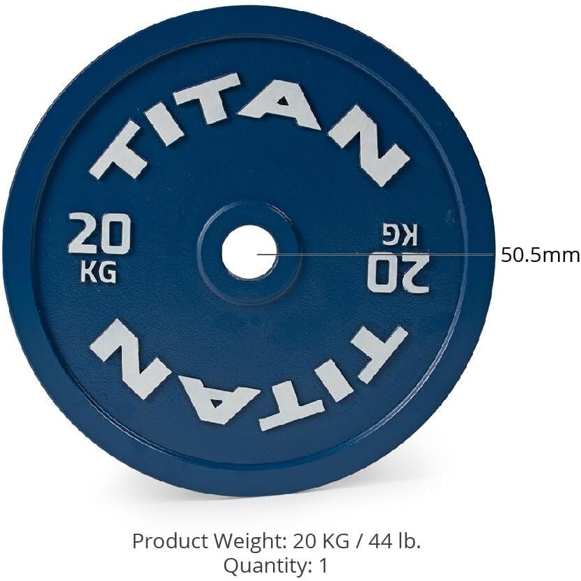 Titan Fitness Olympic Calibrated Steel Powerlifting Plates, Machine Precision Steel Discs