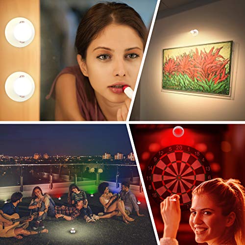 Hongut 12 Colors Changing Accent Light, Rechargeable Picture Light With Remote, Led Dartboard Light, Puck Light With 330°Rotatable Light Head, Stick On Art Spotlight Indoor For Display, Painting #TOP3
