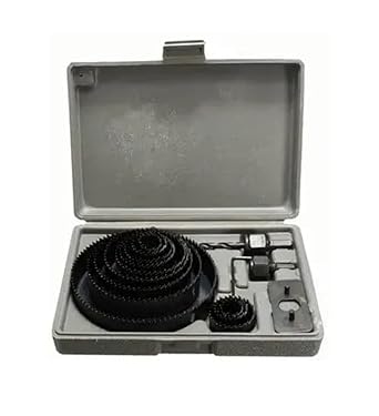 SHGM 16 Pcs Hole Saw Cutter Tool Set Kit Carbon Steel Drill Bit Carbide Tipped Round Cutter (Size 19-127mm) (Black)