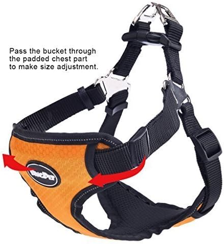 BINGPET No Pull Dog Harness Adjustable Soft Vest Reflective for Outdoor Walking, Orange Large