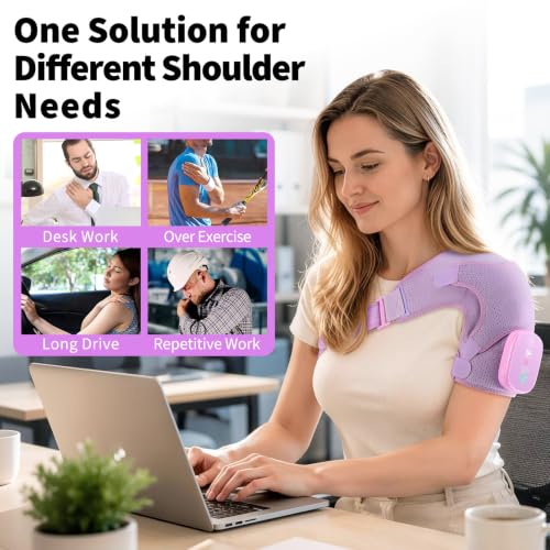 Image of Cordless Shoulder Heating Pad with Massage, Shoulder Massager with Heat