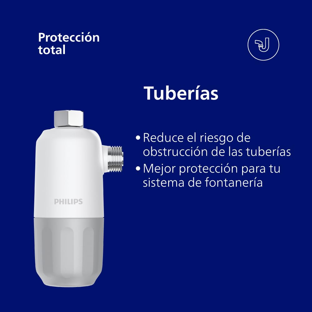 Philips Water INHIBIDOR DE CAL, filtración en 3 etapas, capacidad de filtración de 27.000 L, protege tu lavadora, lavavajillas y calentador de agua