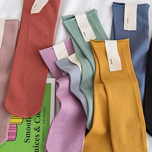TeenFighter 11 Pairs of Comfortable Casual Cotton Socks for Women, Crew Size for Sports, Solid Color Stretch Socks for Girls3