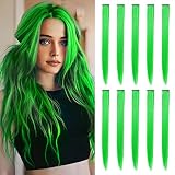 TOFAFA 22 inch Colored Hair Extensions Straight Hairpiece, Multi-colors Party Highlights Clip in Syn