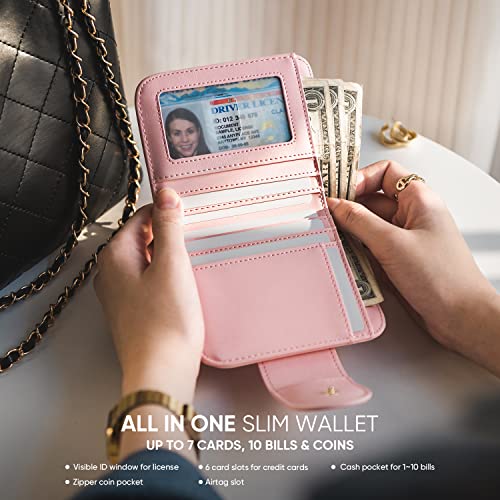 Womens Small Wallet for Air Tag RFID Blocking Vegan Leather Air Tag Wallet for Women3