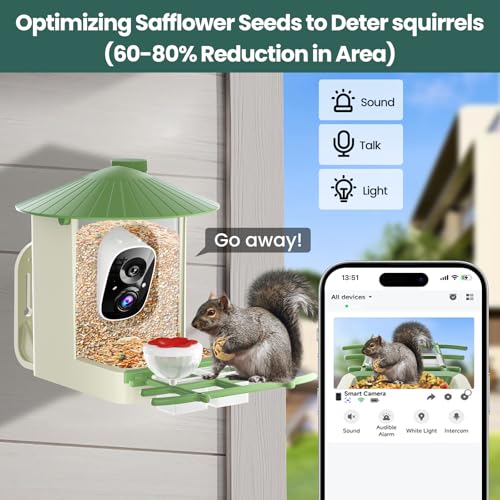 Image of SOLIOM Smart Bird Feeder with Camera with Solar Panel - 2K HD Live View, AI Bird Identifier, Birds Arrival Alerts, DIY Birdseed Add-on, 2.4G WiFi- Wireless Outdoor Gift for Birdlovers