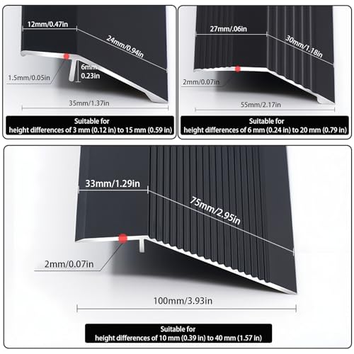 Tira de aluminio para umbral de 100 mm barra de suelo protectora de alfombras 3