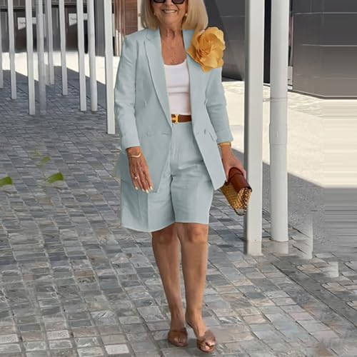 Blazer Sets for Women 2 Piece Outfits Open Front Long Sleeve Short Suits Casual Work Short Suit Set2