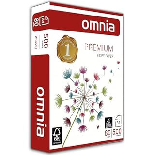 OMNIA Carta A4 80gr per Stampante, 5 Risme da 500 Fogli - 2.500 Totali, ideale per Ufficio, Fotocopie, Multiuso - Bianca