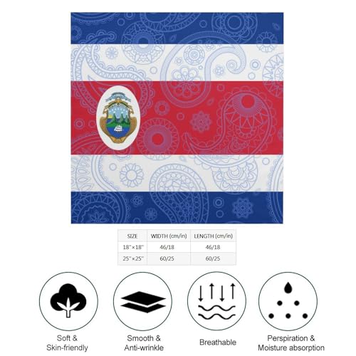 Costa Rica Paisley Flag Fashion Square Neck Scarf Head Kerchief Hair Bandana Headscarf for Women2