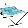 Lazy Daze Hammocks Double Outdoor Hammock with 12 ft Steel Stand, 2 Person Cotton Rope Hammock with Quilted Pad… 51MlqkG8PZS. SS100