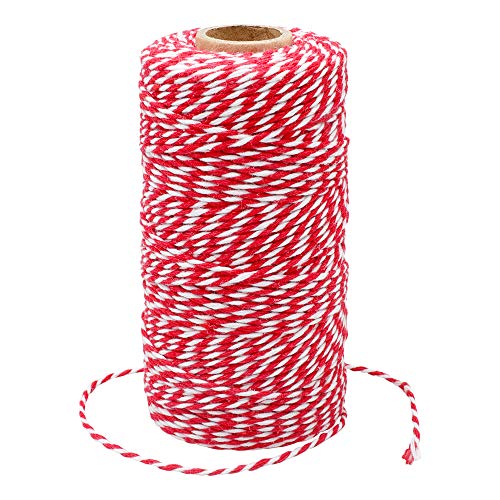 Image of G2PLUS Christmas String,2MM 328 Feet White and Red String for Gift Warp