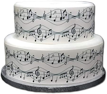Edible Decor Sheet Music Musical Note Themed Border Ribbon - Perfect for Larger cakes - Easy to Use