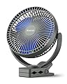 Koonie 10000mAh Rechargeable Portable 8-Inch Clip-on Fan, USB Car Fan 4 Speeds, Sturdy Clamp for Office Desk, Golf Cart, Stroller, Outdoor, Travel, Camping, Tent, Gym, Treadmill