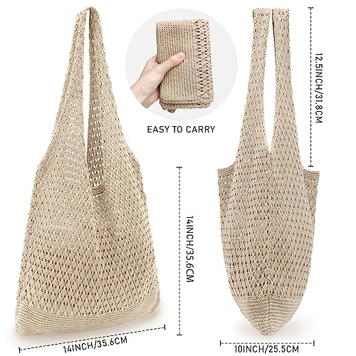 Image of hatisan Crochet Bag for Women, Handmade Knit Beach Tote Bag Summer