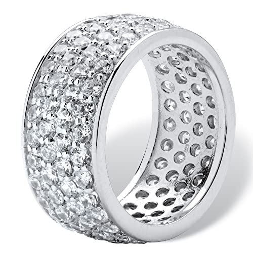 PalmBeach Platinum-plated Sterling Silver Round Cubic Zirconia Bridal Eternity Ring Sizes 6-102