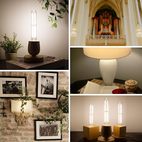 Image of Tubular Light Bulb 7.3 Inch Dimmable T10 LED Bulb E26 6W 60 Watts 4000K | White Light,type T Edison Bulbs, 185mm Long for Wall Sconces, Pendant, Livingroom, 8-Pack