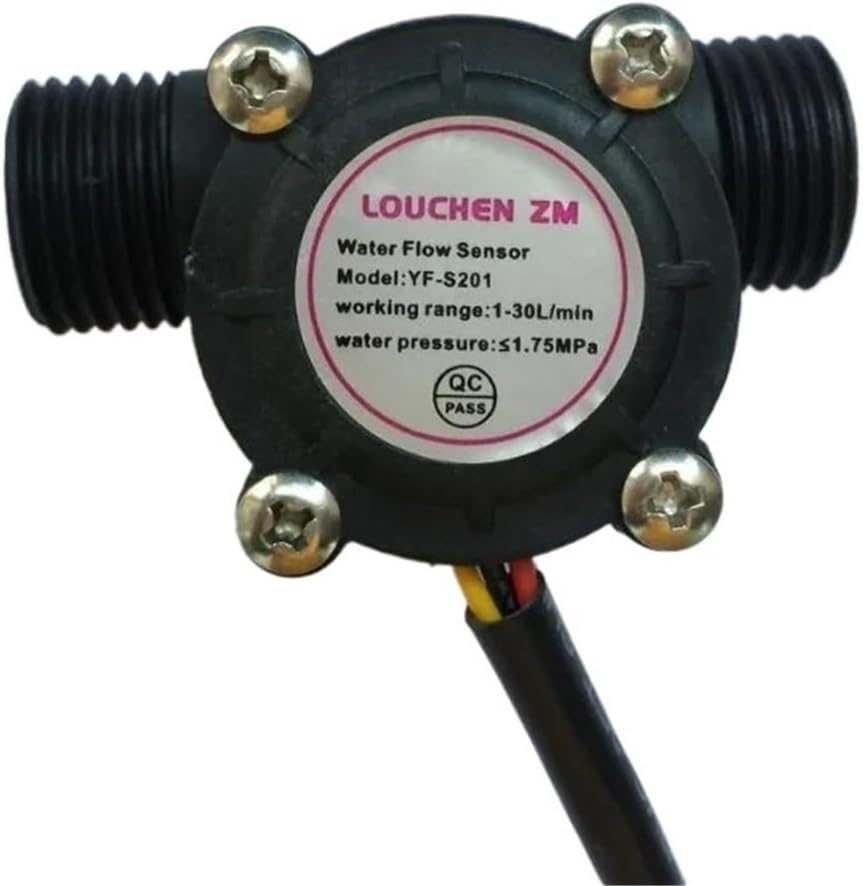 1PCS G1/2" Plastic Flow Sensor + Display Digital Flowmeter Temperature Measuring