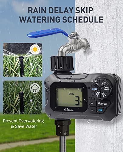 Homenote Water Timer For Garden Hose Faucet, Easy Programmable Sprinkler Timer Outdoor, Hose Timer For Garden Watering Automatic Irrigation System With Rain Delay And Manual Mode #TOP5