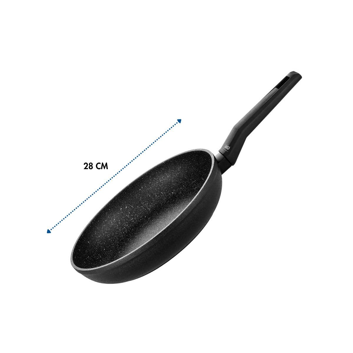 Elo 3382826 braadpan van geëmailleerd gietijzer, antiaanbaklaag, laag met deksel, klassiek grijs, ovenbestendig, kookpan, inductiekookpan, 28 cm, 3 l, 2 tot 4 personen