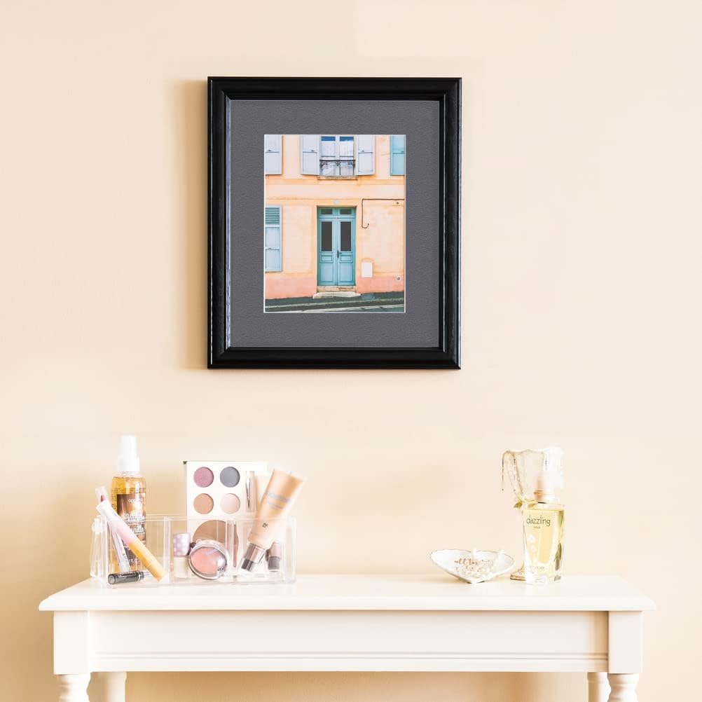 ArtToFrames 8.5x14 inch Black Stain on Solid Red Oak Picture Frame with 2 Inch Single Mountain Grey Mat, SingleMat-0066-59504-YBLK-8.5x14-750