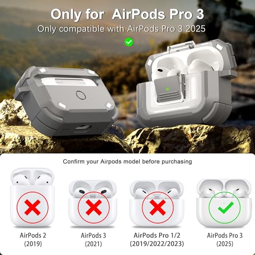 Image of RFUNGUANGO AirPods Pro 3 Case MagSafe Magnetic Automatic Lock, Gray