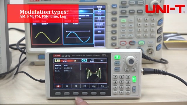 Image of UNI-T UTG962E Handheld 60MHz 2Ch Arbitrary Waveform Generator - Compact RF Signal Generator with Dual Channels, AM /FM /PM Modulation, USB Connectivity