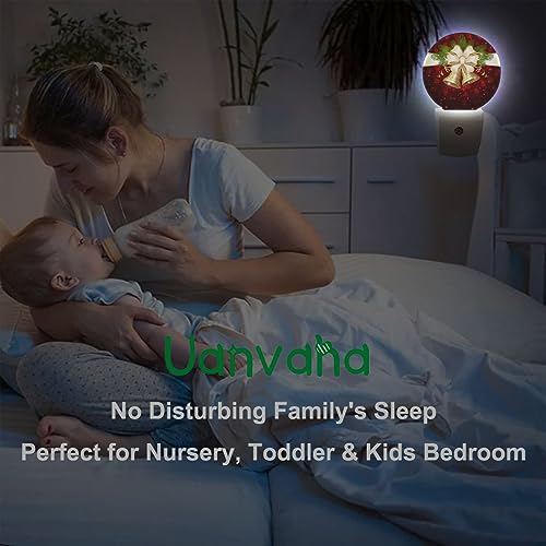 Image of Winter Decorative Night Light Christmas Bells and Beige Bow Plug-in Nightlight Energy Saving 0.5W LED Lighting for Boys Girls Men Women Bedroom