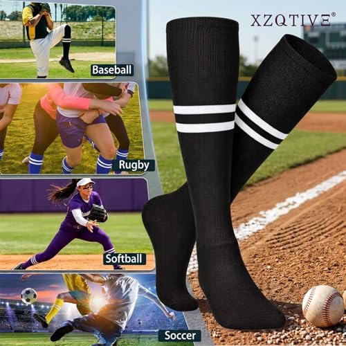 Image of XZQTIVE Baseball Softball Socks and Belt Combo Set Adjustable Softball Socks and Elastic Belt for Kids Youth Adult